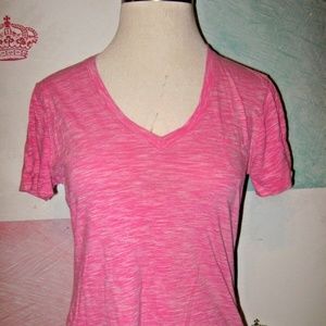 GAP Tops - GAP Bright Pink White Heather Mix V Neck Top L GAP Tops - GAP Bright Pink White Heather Mix V Neck Top L